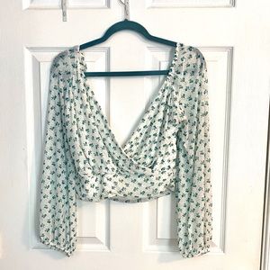 Free People Floral Wrap Crop Top